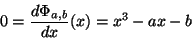 \begin{displaymath}
0=\frac{d\Phi_{a,b}}{dx}(x)=x^3-ax -b
\end{displaymath}